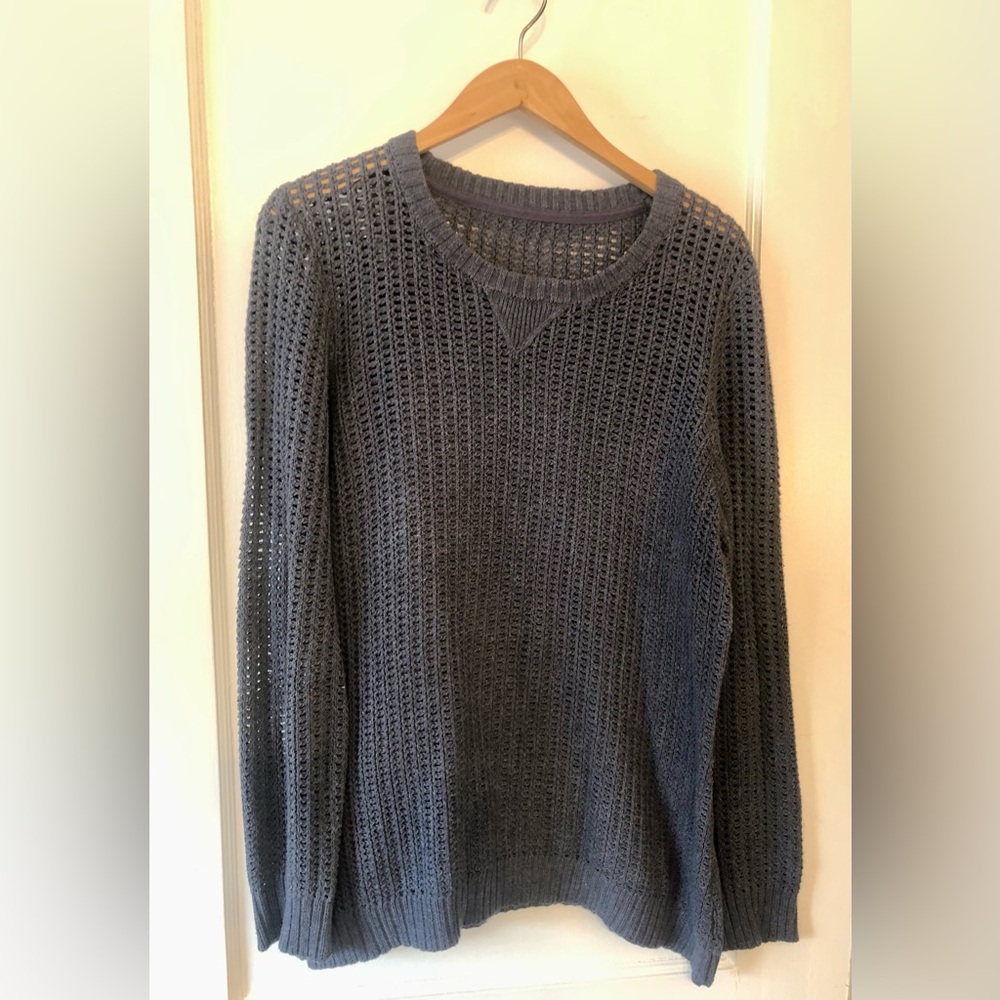 Navy Knit Sweater with Inspirational Quote